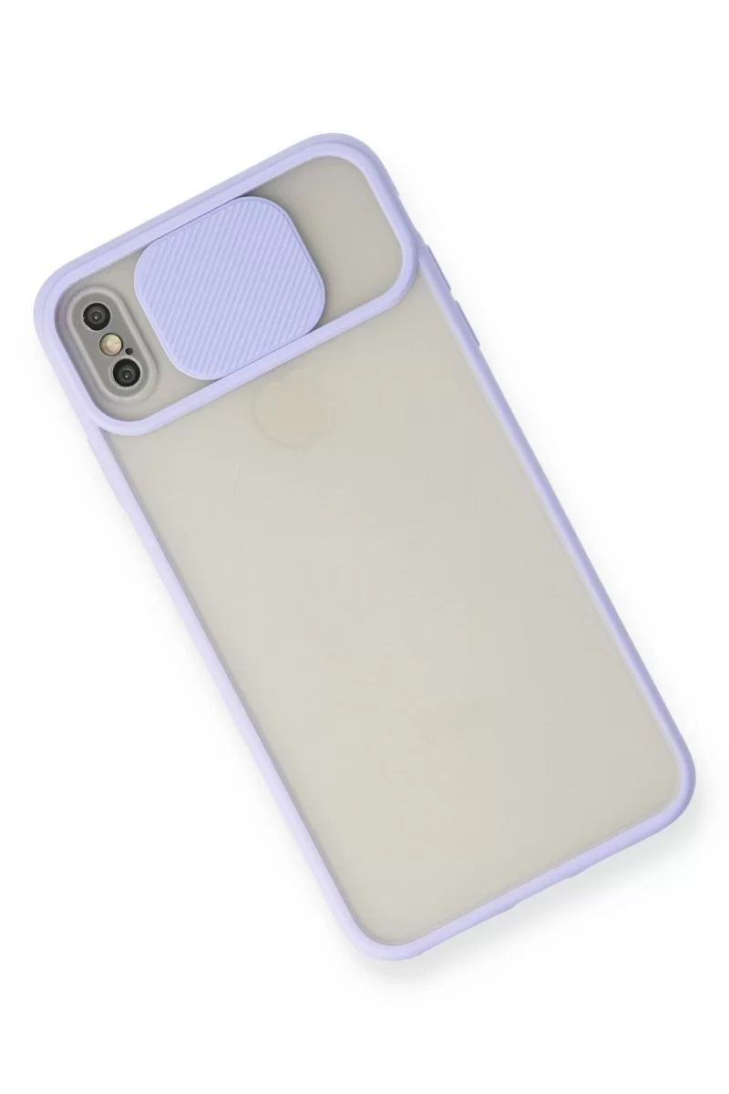 Newface Apple iPhone XS Max Kılıf Palm Buzlu Kamera Sürgülü Silikon - Lila
