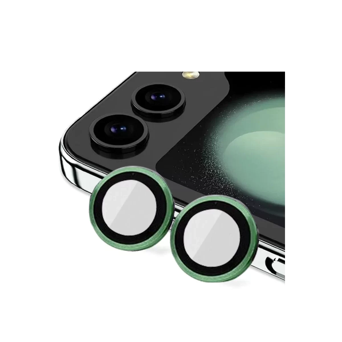 Newface Samsung Galaxy Z Flip 5 Valdez Metal Kamera Lens - Koyu Yeşil