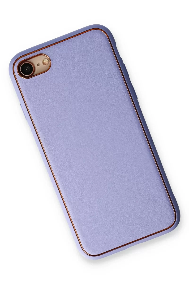 Newface Apple iPhone 7 Kılıf Coco Deri Silikon Kapak - Açık Lila
