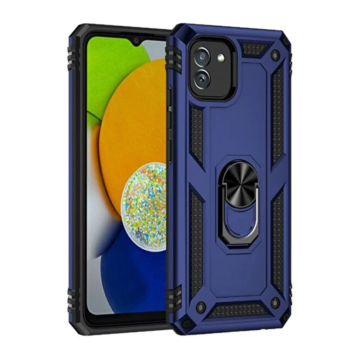 Newface Samsung Galaxy A03 Kılıf Sofya Yüzüklü Silikon Kapak - Lacivert