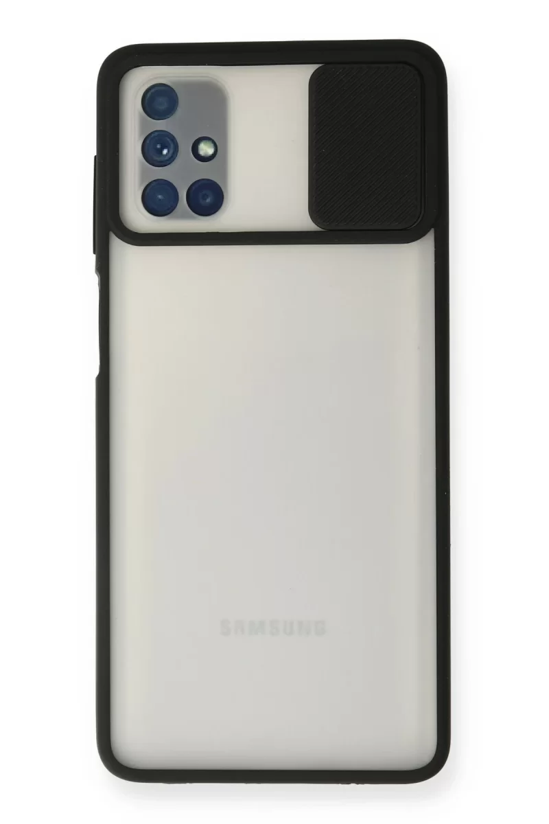 Newface Samsung Galaxy M51 Kılıf Palm Buzlu Kamera Sürgülü Silikon - Siyah