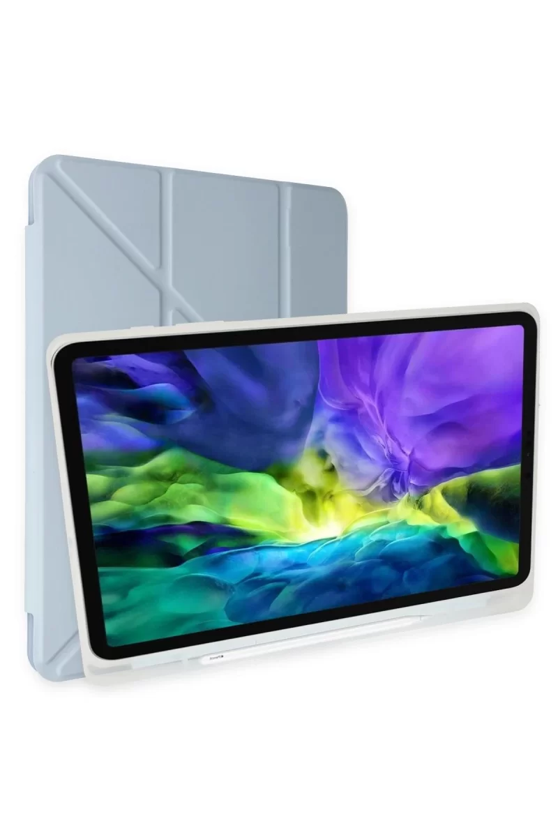 Newface Samsung Galaxy T737 Tab S7 FE 12.4 Kılıf Kalemlikli Mars Tablet Kılıfı - Mavi