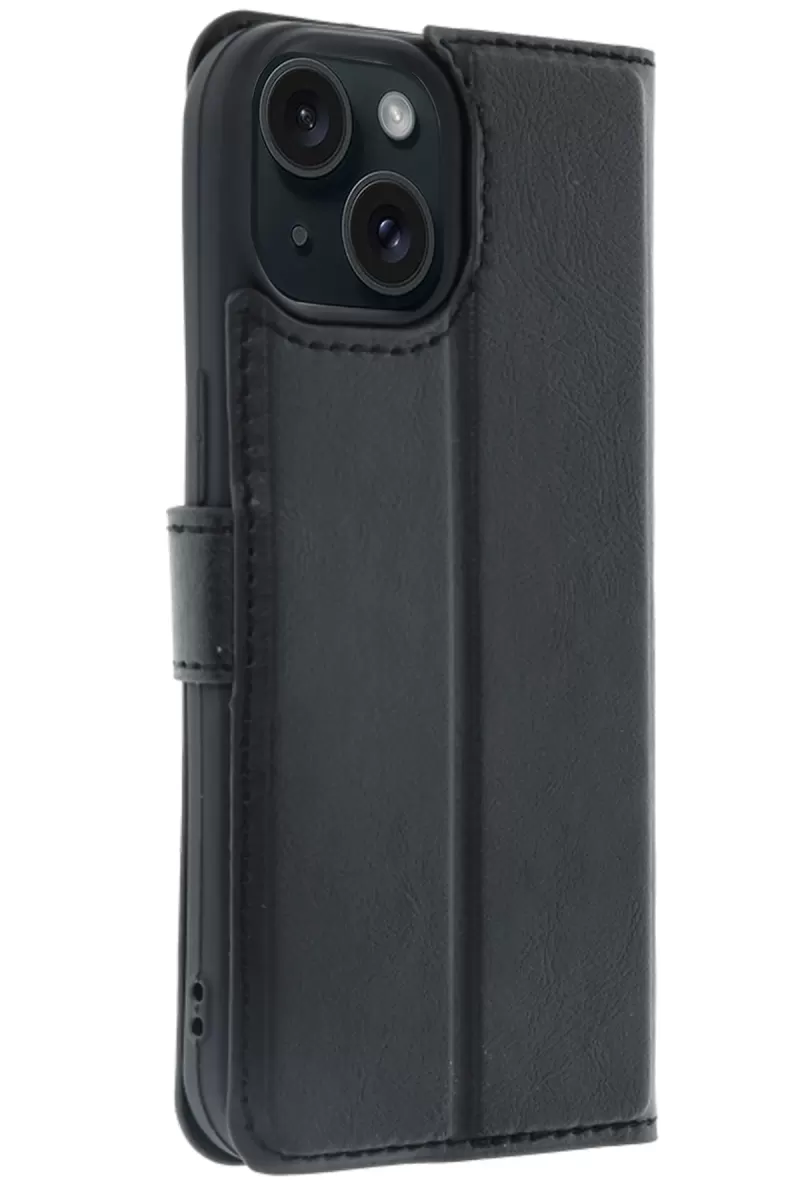 Newface Apple iPhone 15 Trend S Plus Kapaklı Kılıf - Siyah