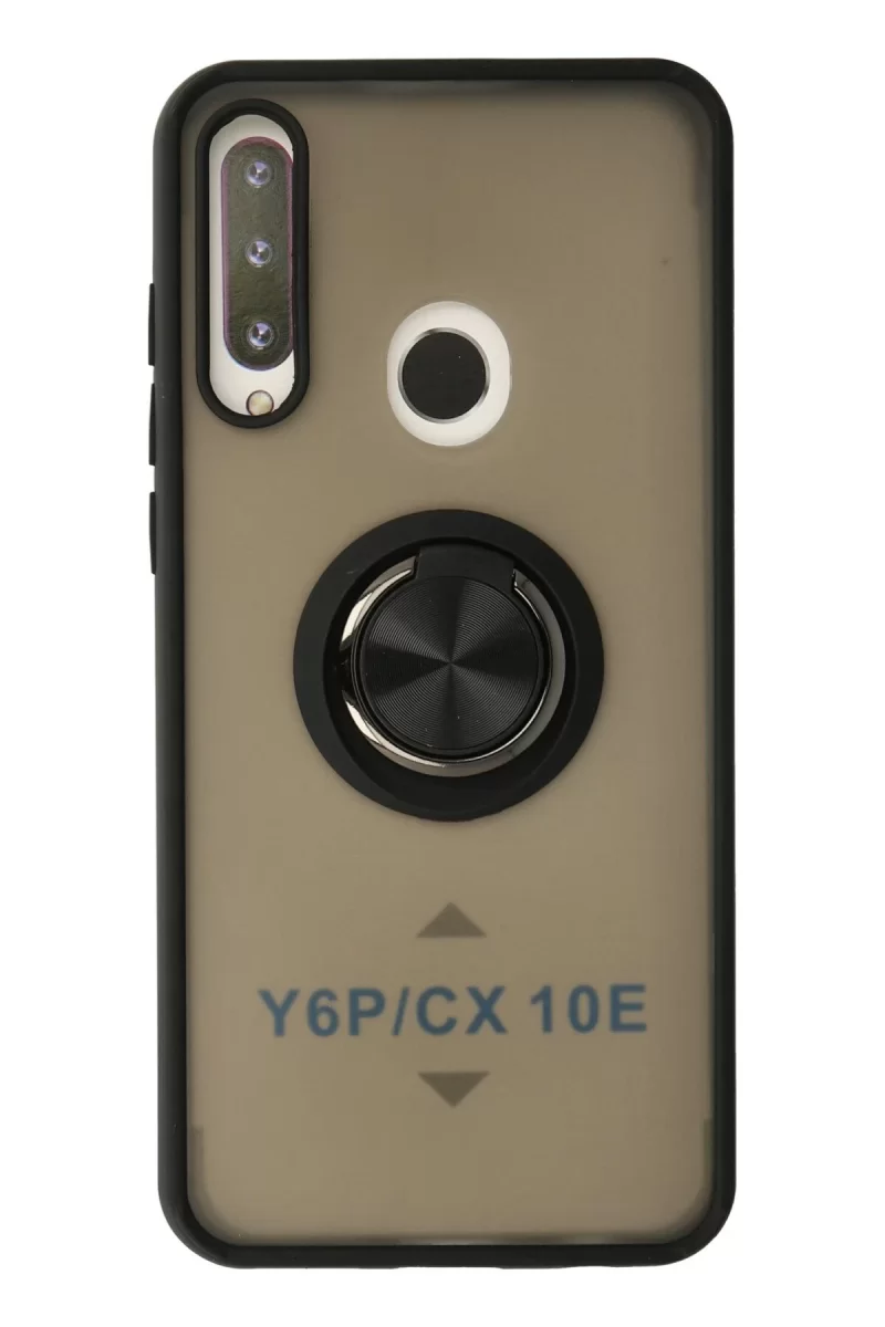 Newface Huawei Y6P Kılıf Montreal Yüzüklü Silikon Kapak - Siyah