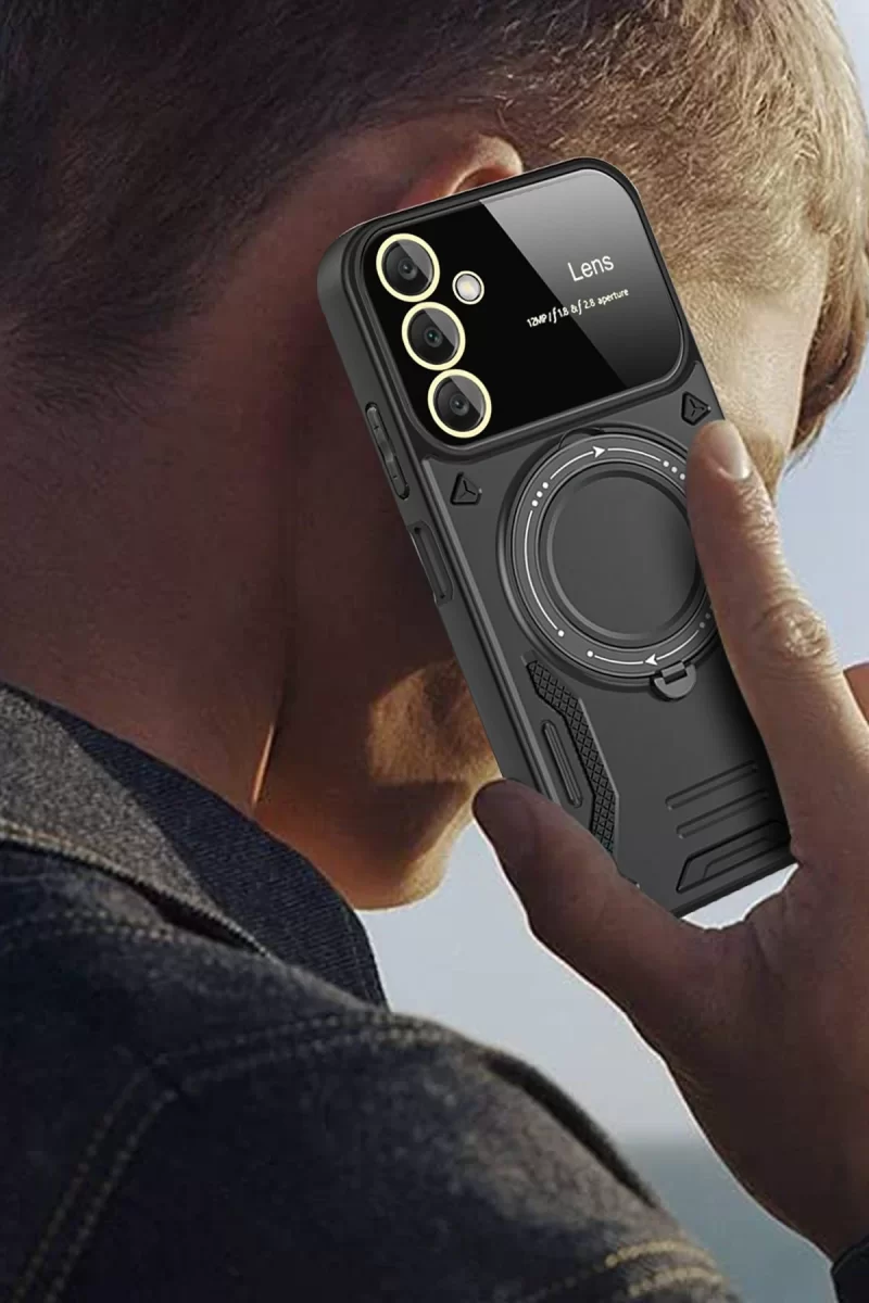 Newface Samsung Galaxy A35 5G Kılıf Joy Lens Standlı Kapak - Kırmızı