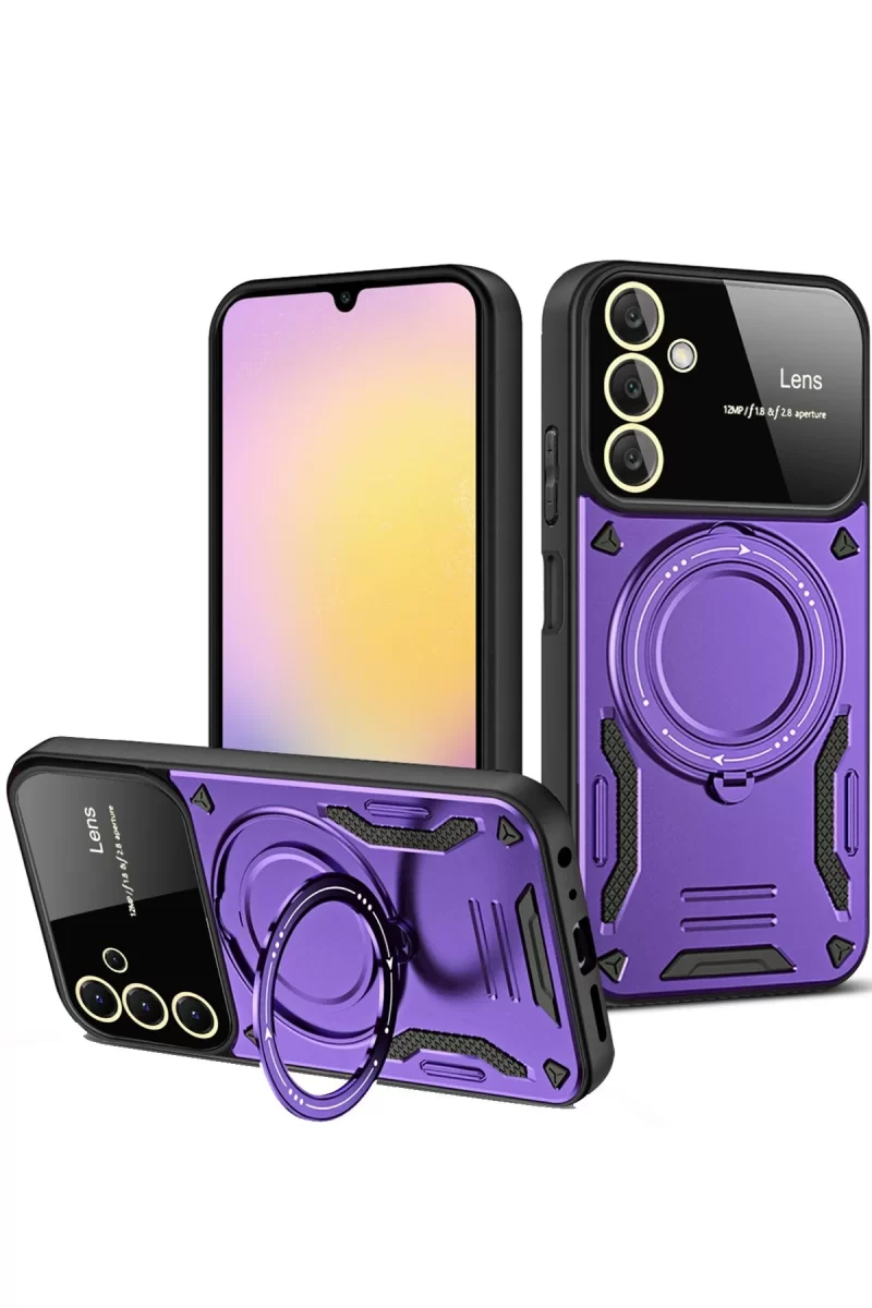Newface Samsung Galaxy A54 5G Kılıf Joy Lens Standlı Kapak - Mor