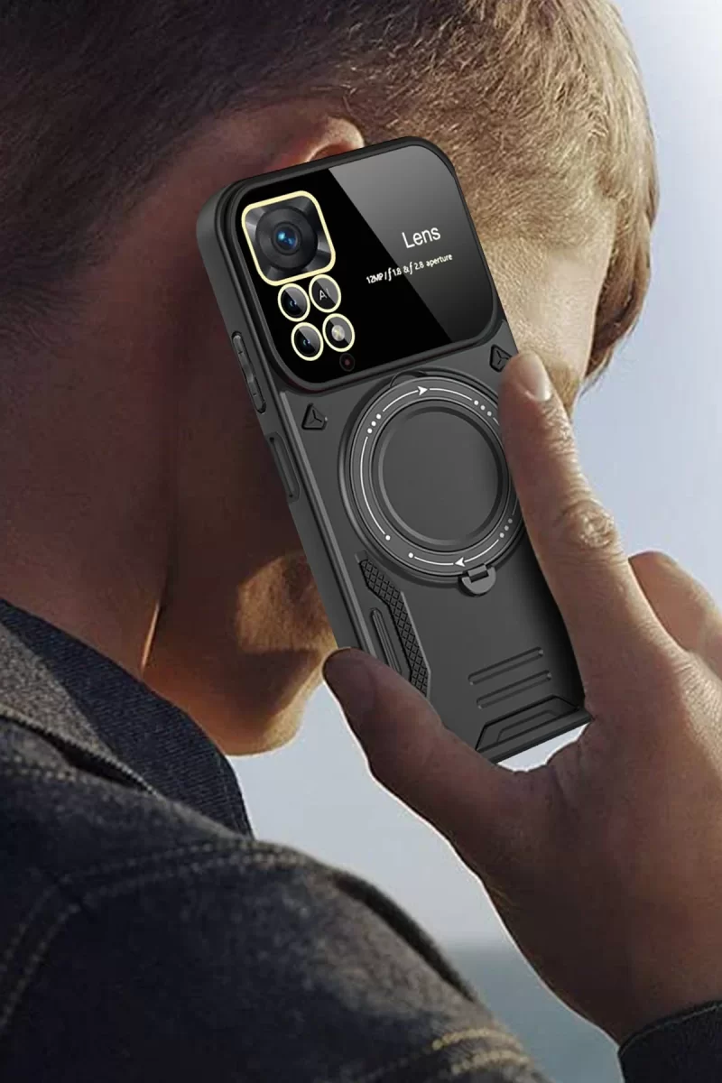 Newface Xiaomi Redmi Note 12 Pro 4G Kılıf Joy Lens Standlı Kapak - Koyu Yeşil