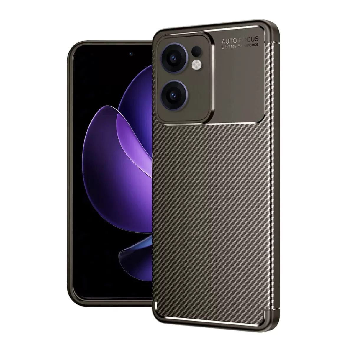 Newface Oppo Reno 13F Kılıf Auto Focus Karbon Kapak - Kahverengi