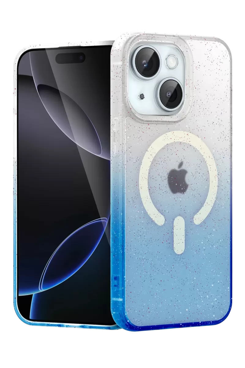 Newface Apple iPhone 15 Plus Pummel Shiny Magsafe Kapak - Mavi