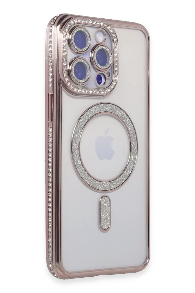 Newface Apple iPhone 14 Pro Kılıf Joke Simli Magneticsafe Kılıf - Pembe
