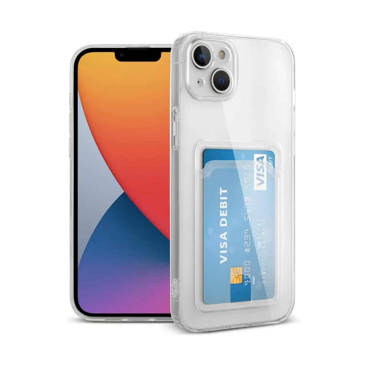 Newface Apple iPhone 14 Kılıf Kart Şeffaf Silikon - Şeffaf