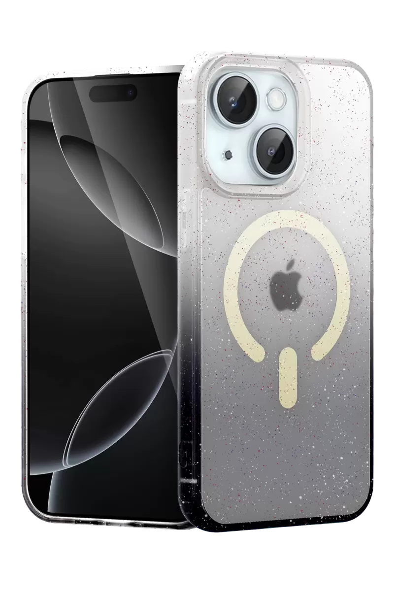 Newface Apple iPhone 15 Plus Pummel Shiny Magsafe Kapak - Siyah