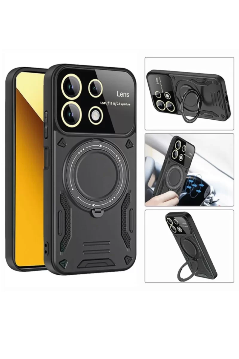 Newface Realme C55 Kılıf Joy Lens Standlı Kapak - Koyu Yeşil