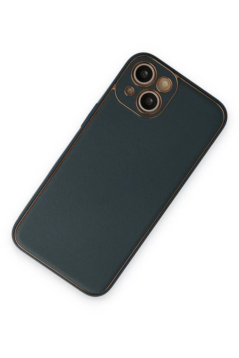 Newface Apple iPhone 14 Plus Kılıf Coco Deri Silikon Kapak - Yeşil