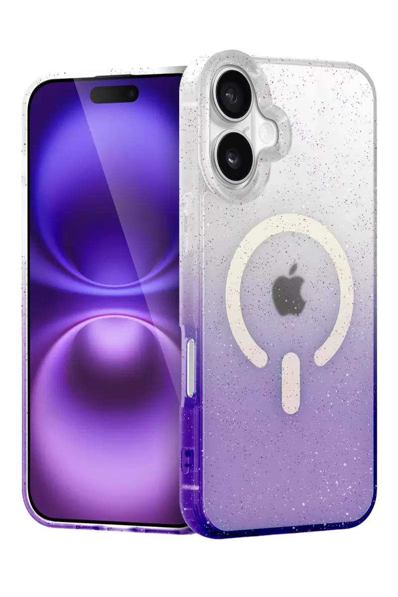 Newface Apple iPhone 16 Pummel Shiny Magsafe Kapak - Mor
