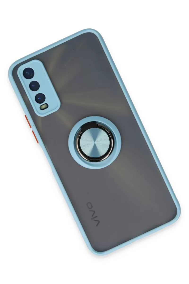 Newface Vivo Y11S Kılıf Montreal Yüzüklü Silikon Kapak - Buz Mavi