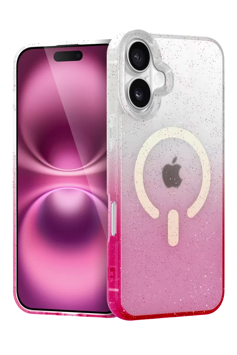Newface Apple iPhone 16 Pummel Shiny Magsafe Kapak - Pembe