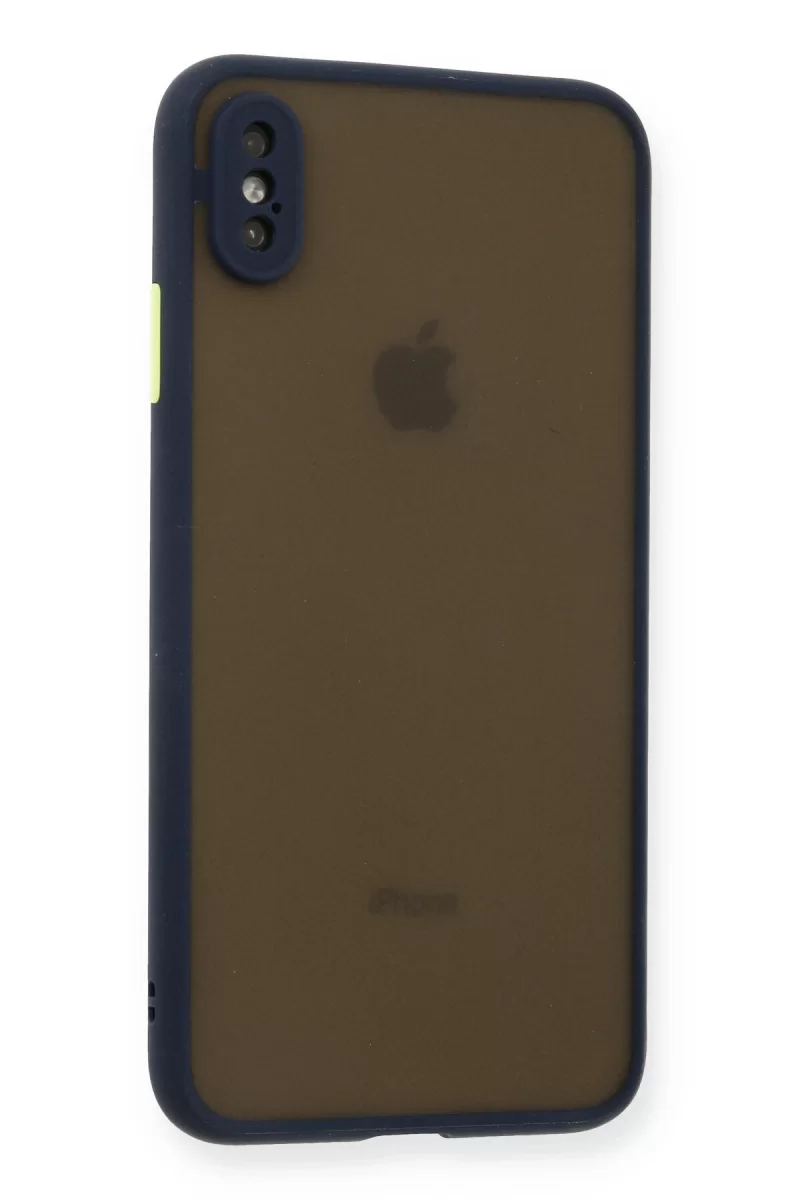 Newface Apple iPhone XS Max Kılıf Montreal Silikon Kapak - Lacivert
