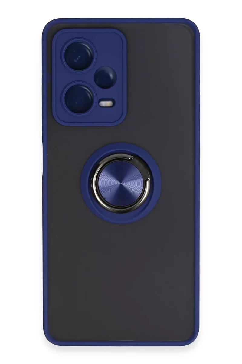 Newface Xiaomi Redmi Note 12 5G Kılıf Montreal Yüzüklü Silikon Kapak - Lacivert