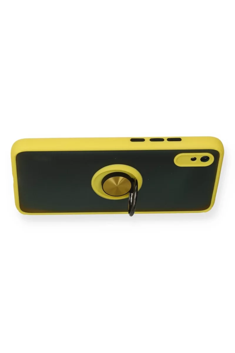 Newface Xiaomi Redmi 9A Kılıf Montreal Yüzüklü Silikon Kapak - Sarı