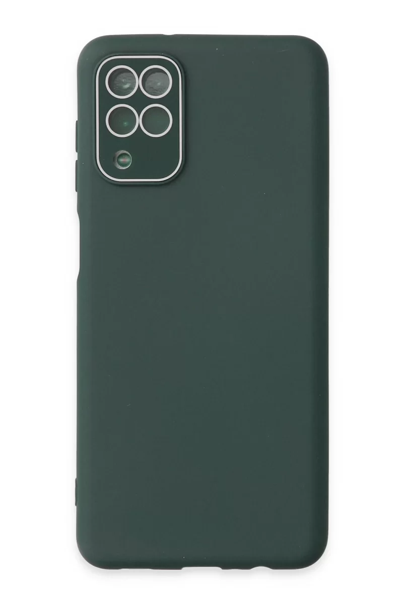 Newface Samsung Galaxy A22 Kılıf Lansman Glass Kapak - Koyu Yeşil