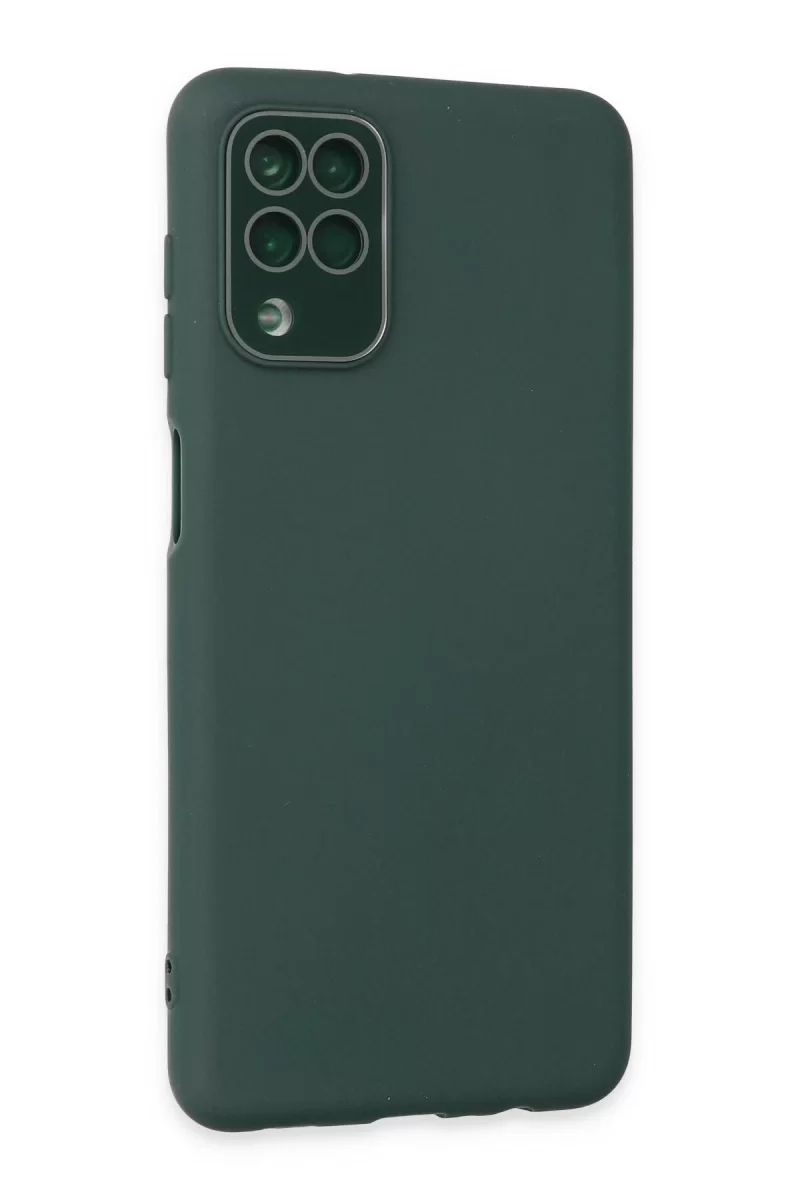 Newface Samsung Galaxy A22 Kılıf Lansman Glass Kapak - Koyu Yeşil