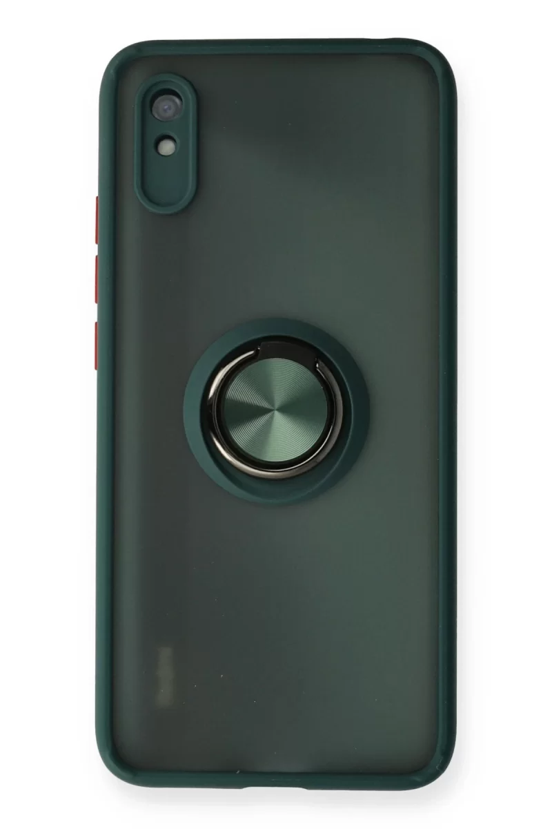 Newface Xiaomi Redmi 9A Kılıf Montreal Yüzüklü Silikon Kapak - Yeşil