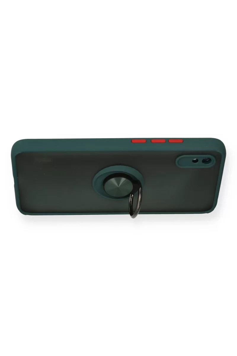 Newface Xiaomi Redmi 9A Kılıf Montreal Yüzüklü Silikon Kapak - Yeşil