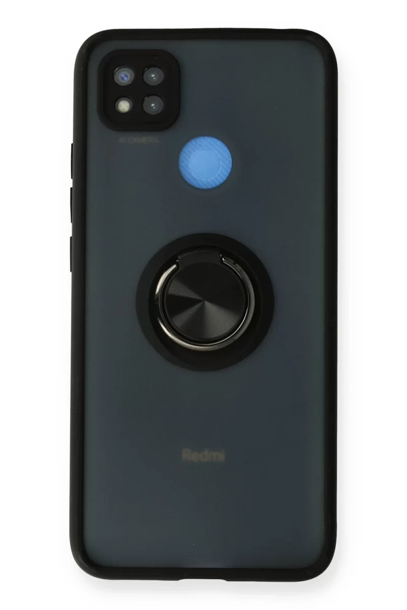 Newface Xiaomi Redmi 9C Kılıf Montreal Yüzüklü Silikon Kapak - Siyah