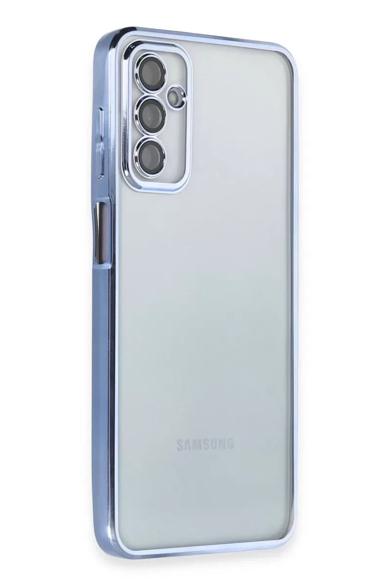 Newface Samsung Galaxy M23 Kılıf Razer Lensli Silikon - Açık Mavi