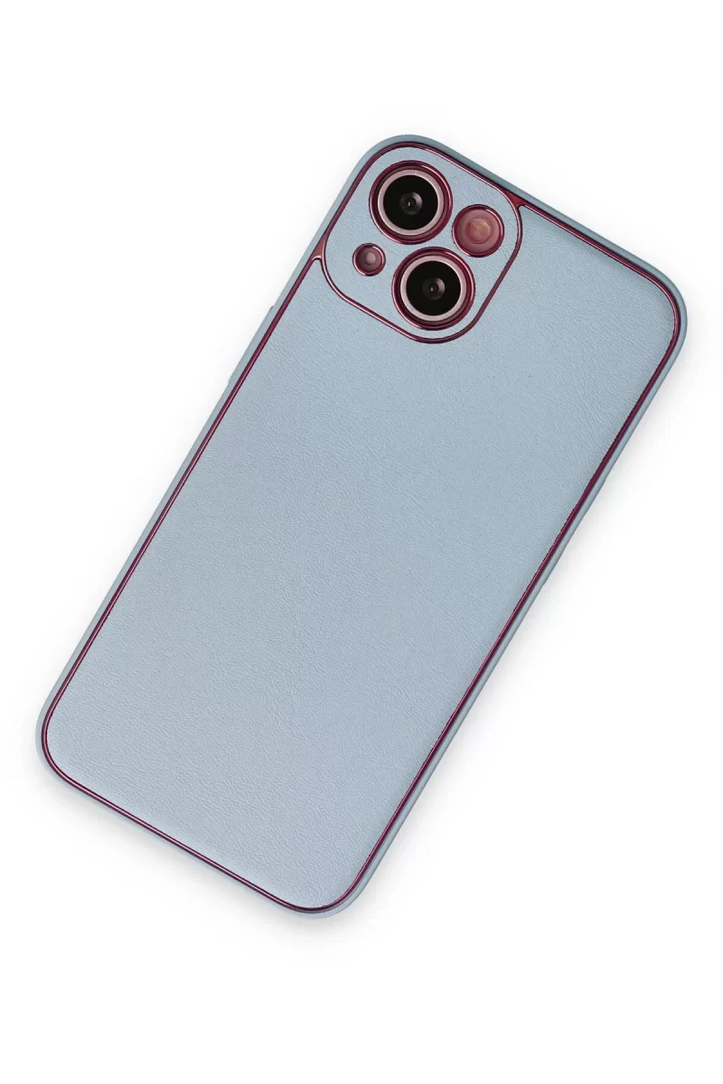 Newface Apple iPhone 14 Plus Kılıf Coco Deri Silikon Kapak - Sky Blue