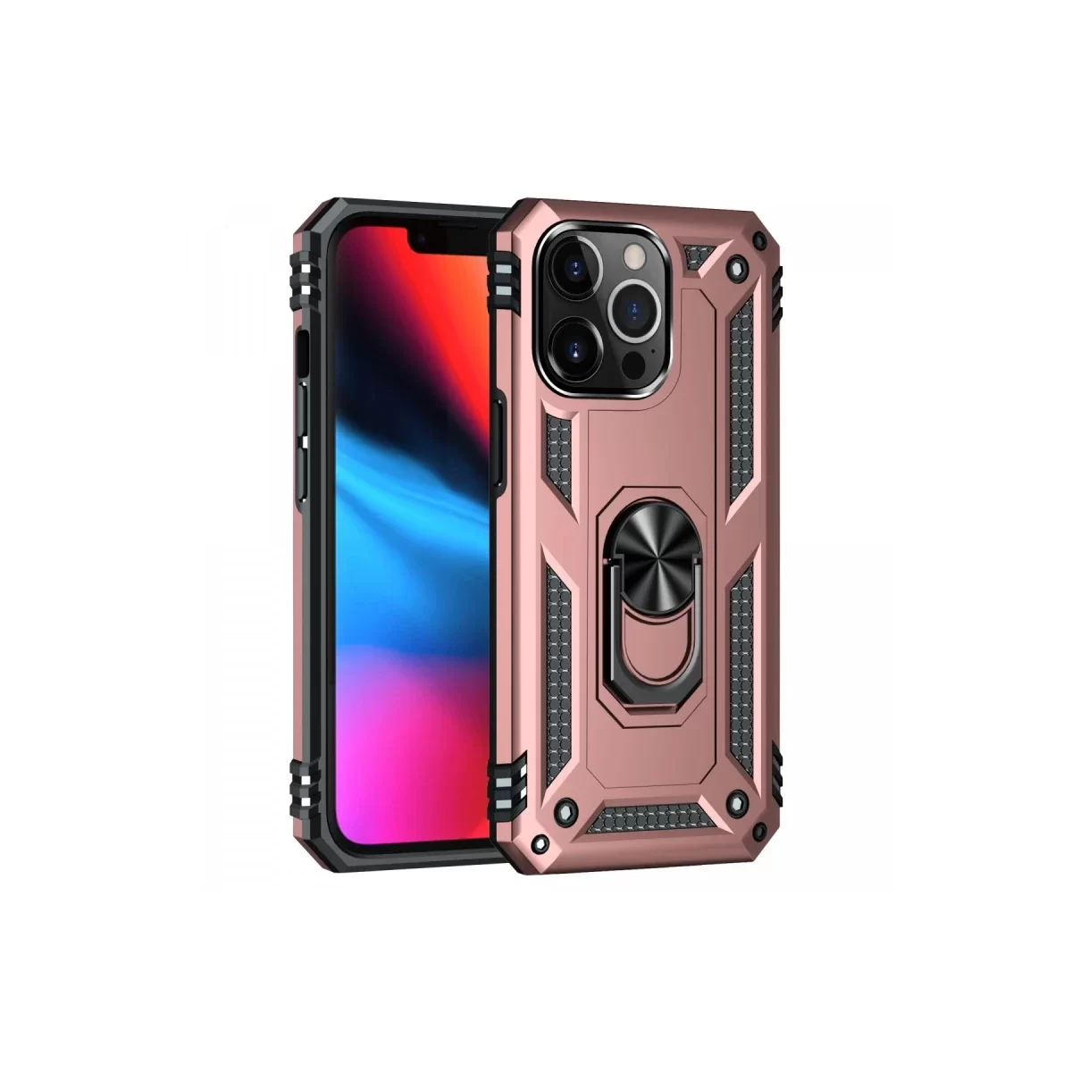 Newface Apple iPhone 14 Pro Kılıf Sofya Yüzüklü Silikon Kapak - Rose