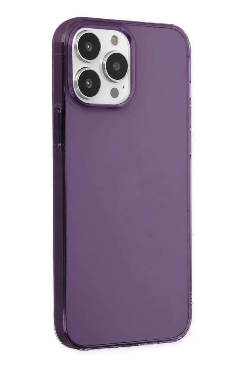 Newface Apple iPhone 14 Pro Kılıf Pc Sert Şeffaf Kapak - Mor
