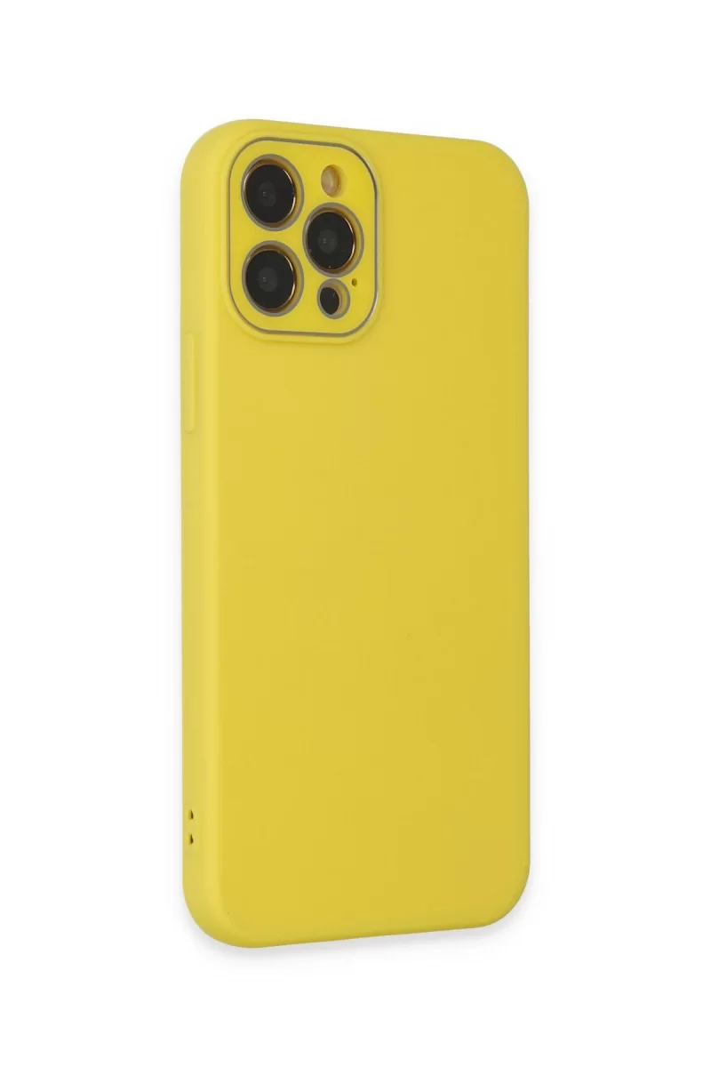 Newface Apple iPhone 12 Pro Kılıf Lansman Glass Kapak - Sarı