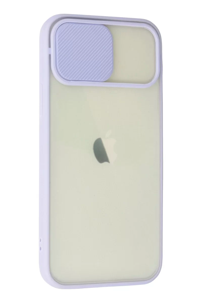 Newface Apple iPhone 12 Kılıf Palm Buzlu Kamera Sürgülü Silikon - Lila