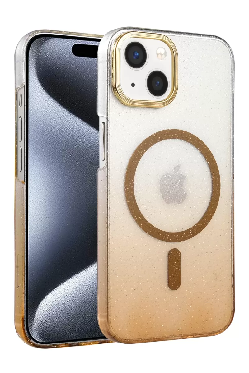 Newface Apple iPhone 15 Plus Glossy Magsafe Kapak - Çöl Titanyum