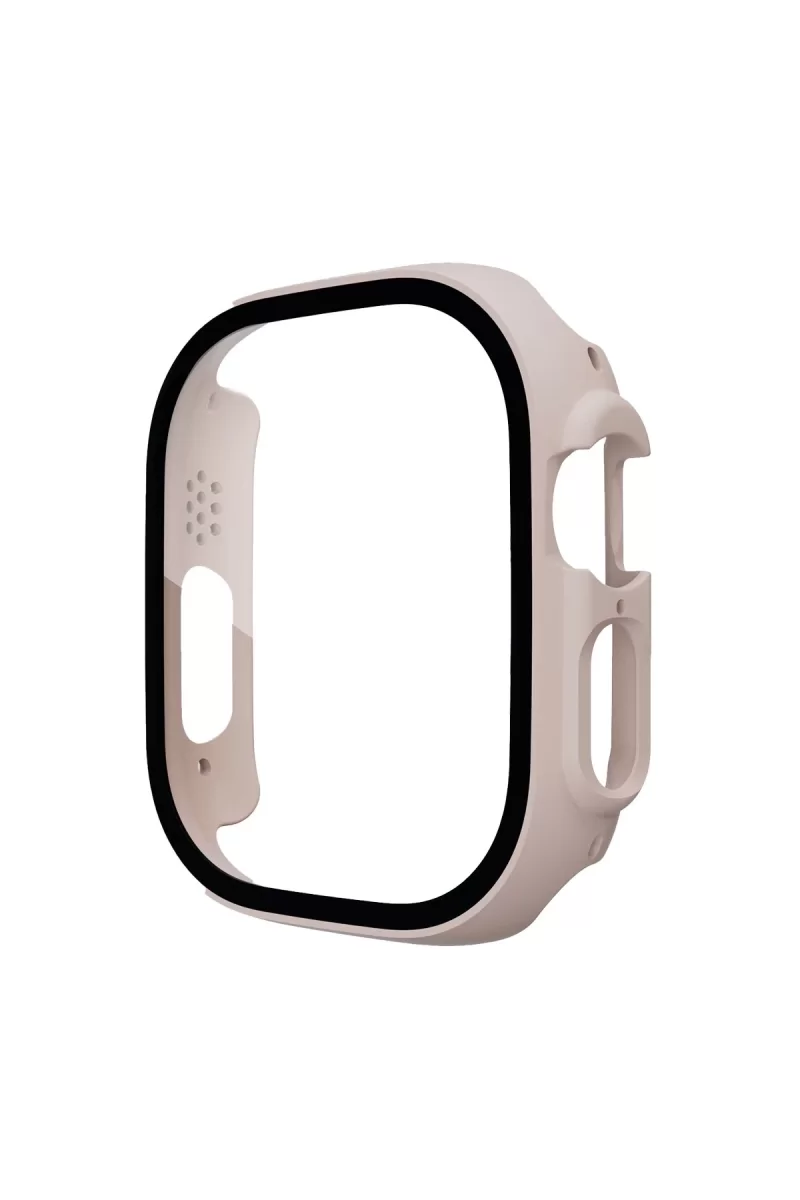 Newface Apple Watch Ultra 49mm Desert Camlı Kasa Ekran Koruyucu - Metalik Gold