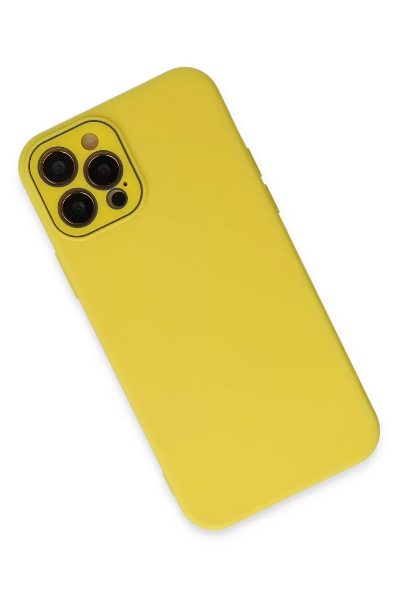 Newface Apple iPhone 12 Pro Max Kılıf Lansman Glass Kapak - Sarı