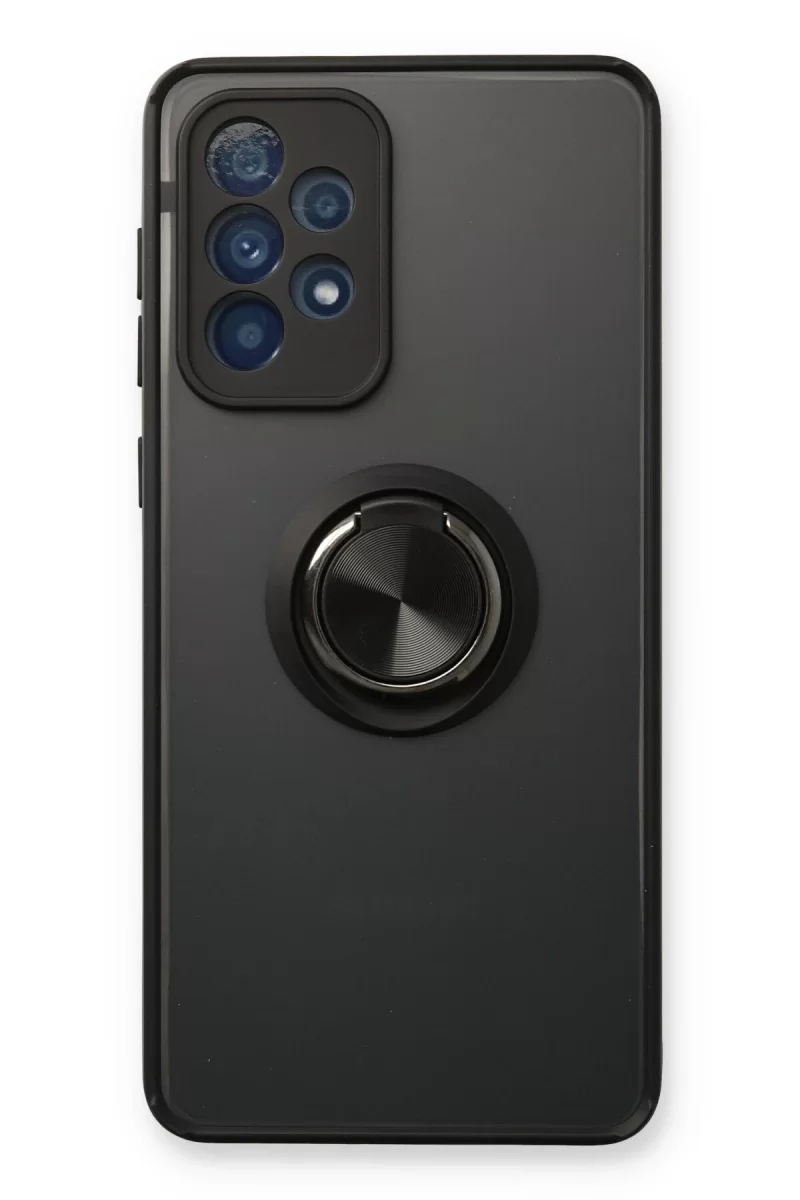 Newface Samsung Galaxy A53 5G Kılıf Montreal Yüzüklü Silikon Kapak - Siyah