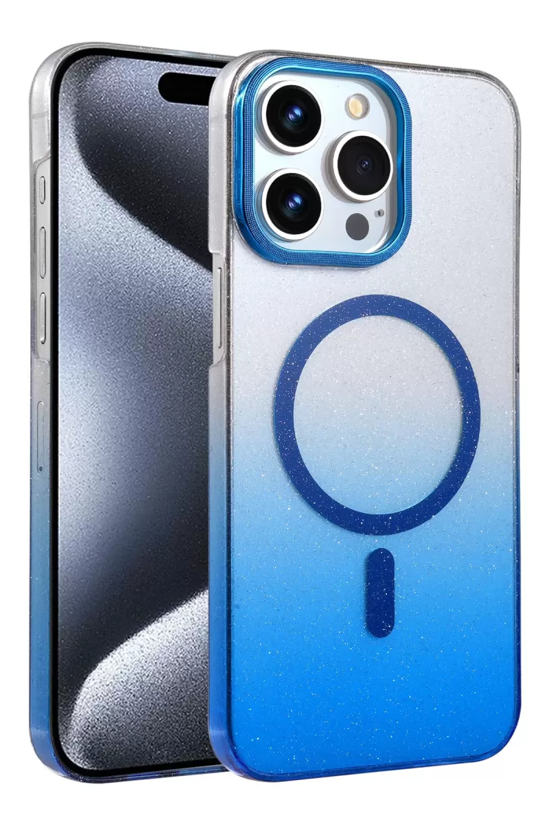 Newface Apple iPhone 15 Pro Max Glossy Magsafe Kapak - Mavi