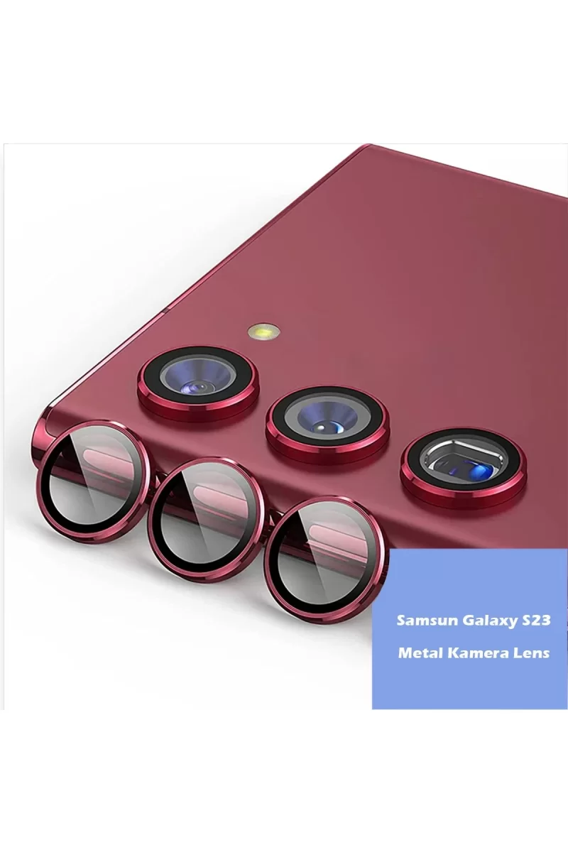 Newface Samsung Galaxy S23 Metal Kamera Lens - Kırmızı