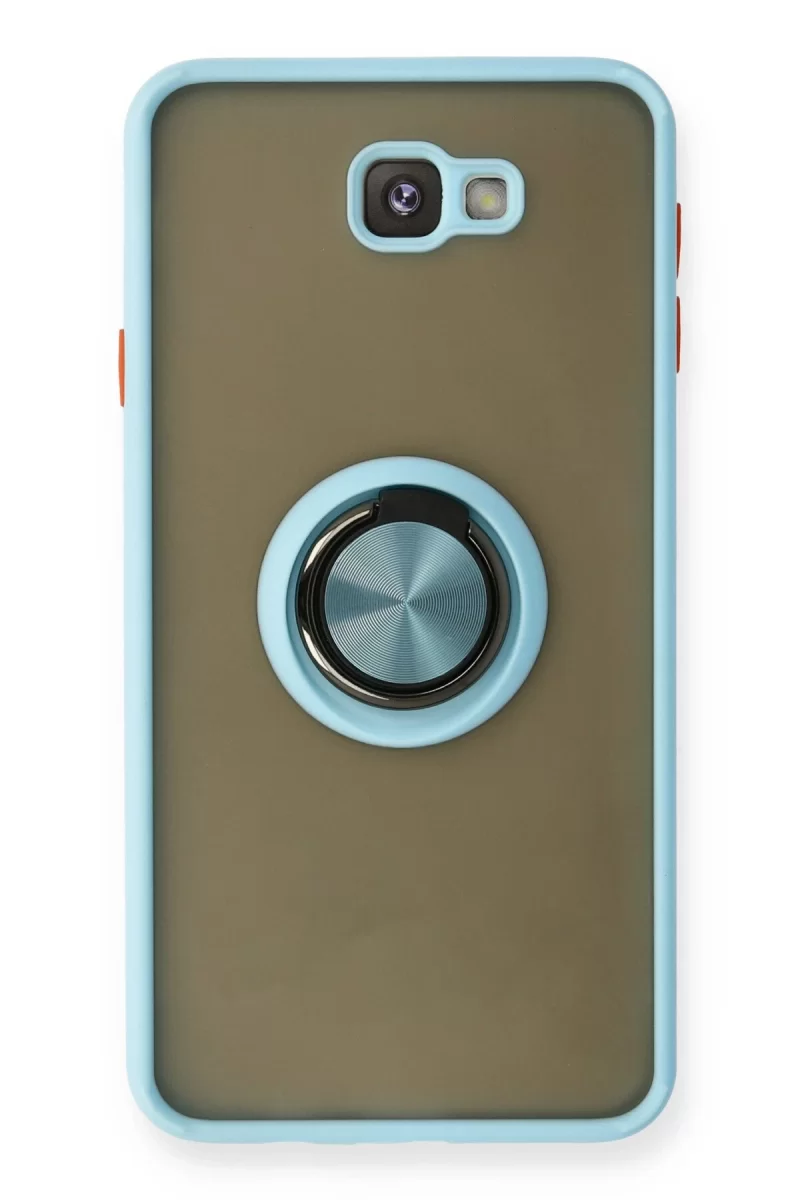 Newface Samsung Galaxy J7 Prime Kılıf Montreal Yüzüklü Silikon Kapak - Buz Mavi