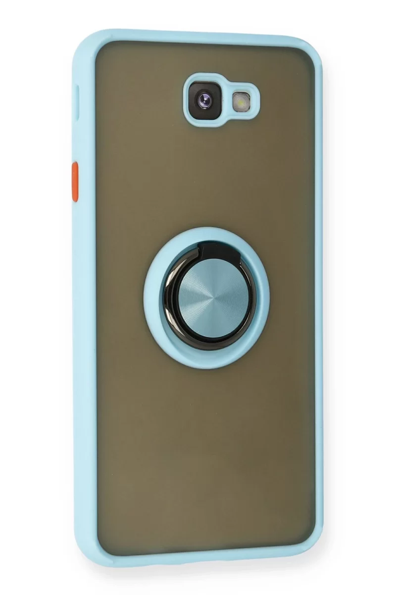 Newface Samsung Galaxy J7 Prime Kılıf Montreal Yüzüklü Silikon Kapak - Buz Mavi