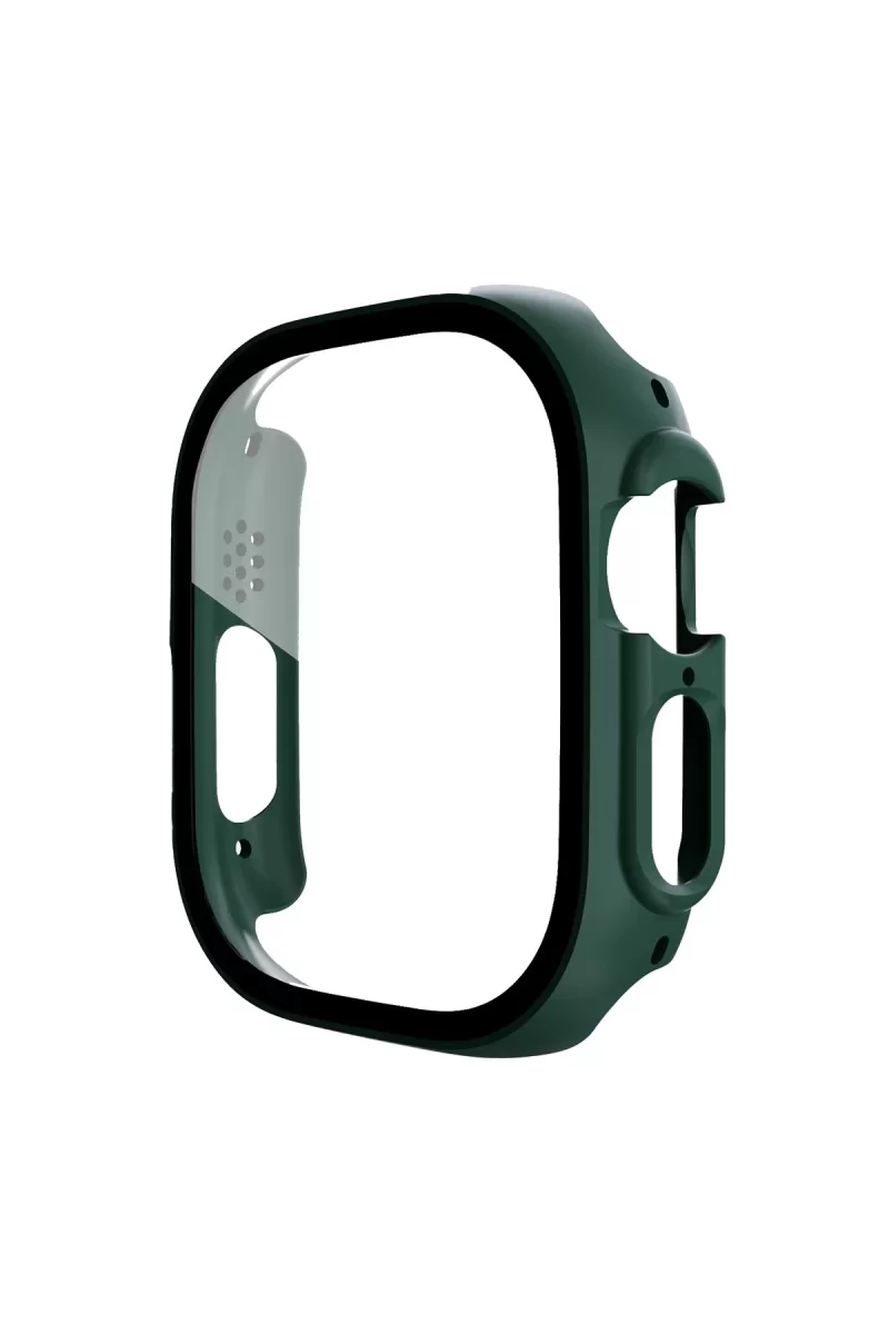 Newface Apple Watch Ultra 49mm Desert Camlı Kasa Ekran Koruyucu - Koyu Yeşil