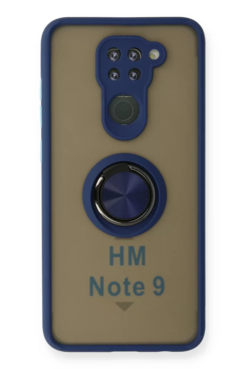 Newface Xiaomi Redmi Note 9 Kılıf Montreal Yüzüklü Silikon Kapak - Lacivert