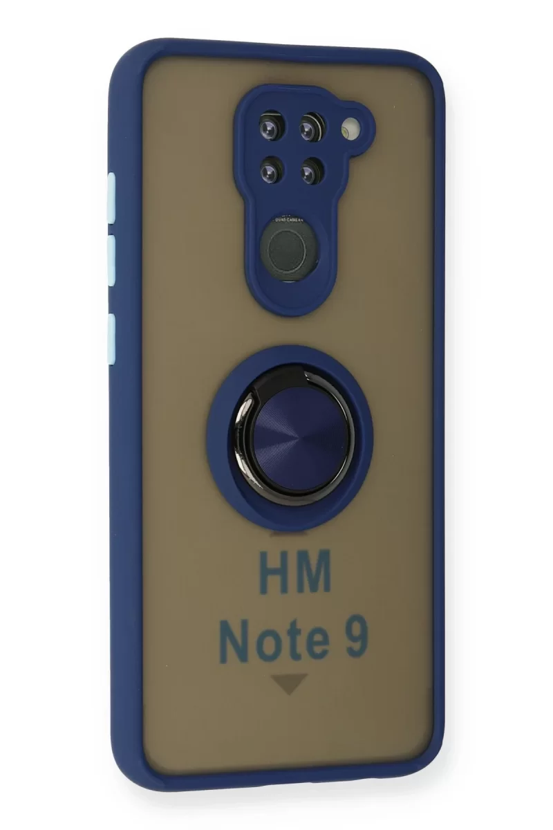 Newface Xiaomi Redmi Note 9 Kılıf Montreal Yüzüklü Silikon Kapak - Lacivert