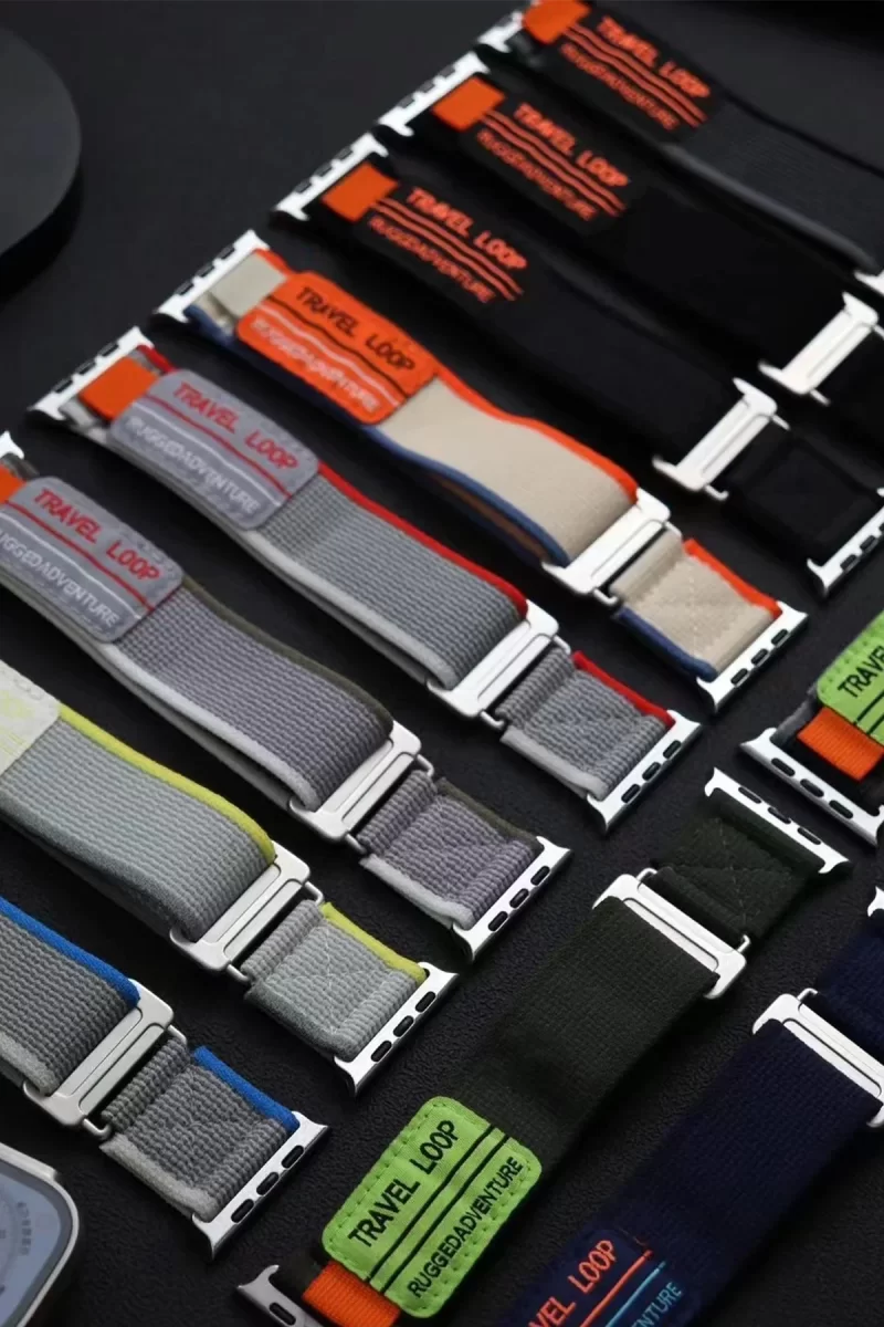 Newface Apple Watch 38mm Alice Kumaş Kordon - Mavi-Turuncu