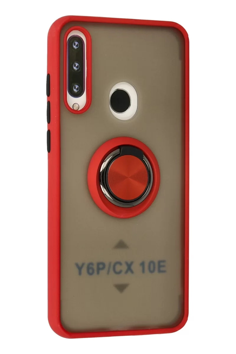 Newface Huawei Y6P Kılıf Montreal Yüzüklü Silikon Kapak - Kırmızı