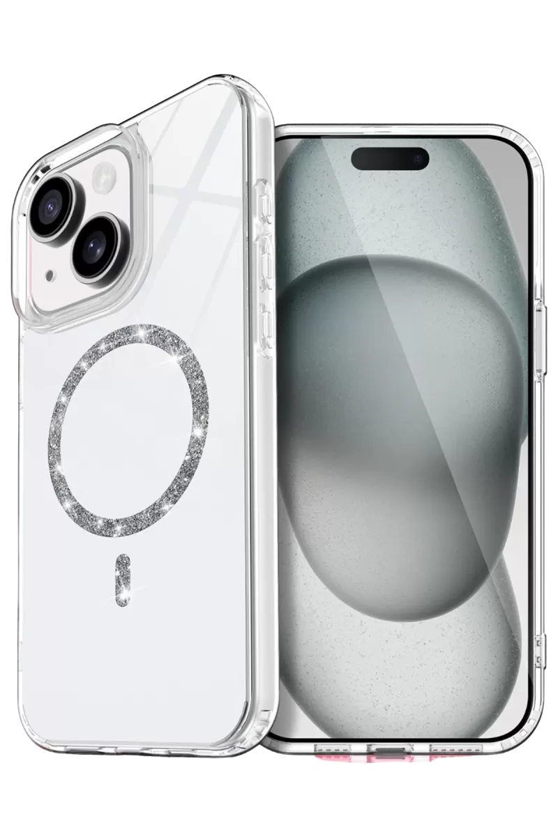 Newface Apple iPhone 15 Plus Live Diamond Magsafe Kapak - Şeffaf