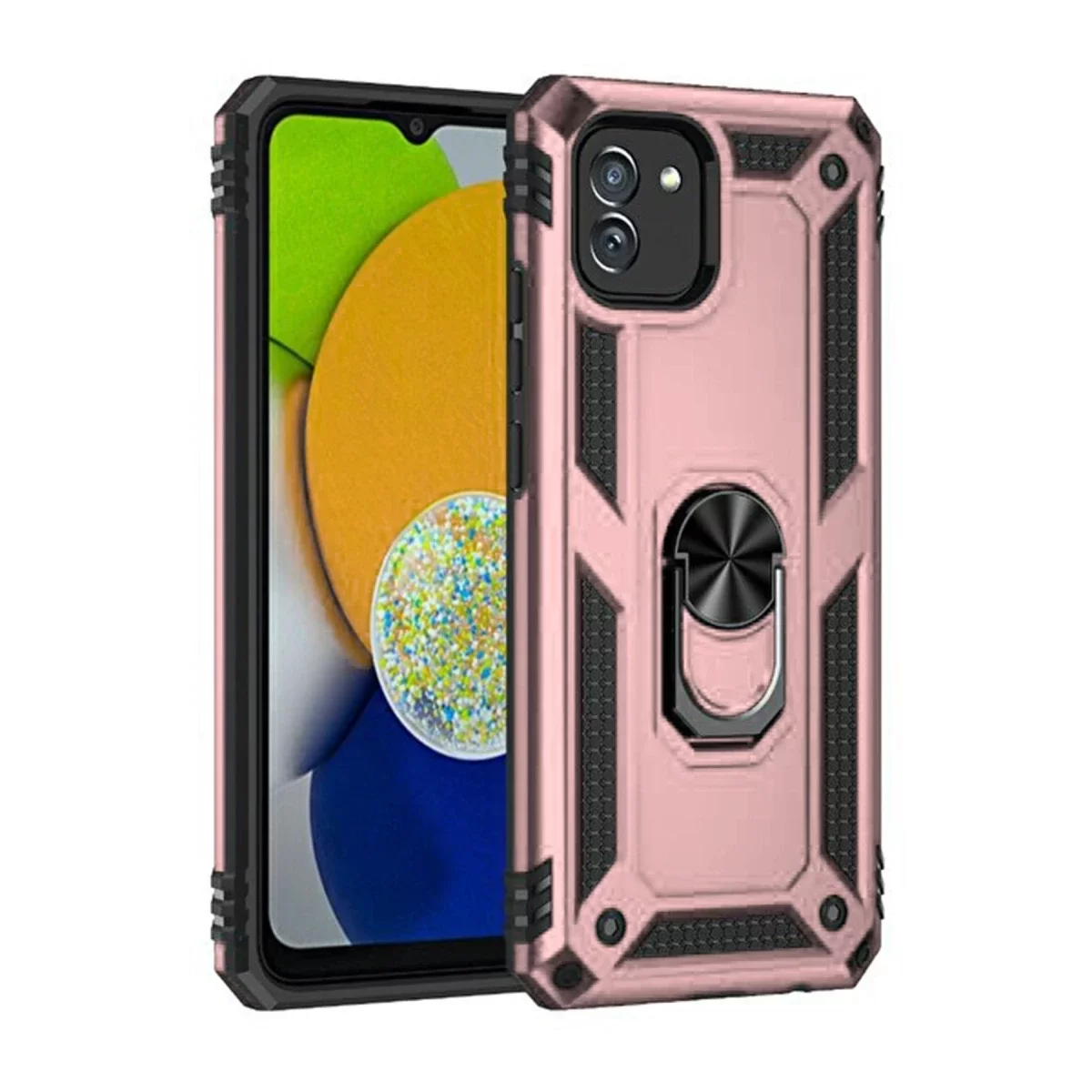 Newface Samsung Galaxy A03 Kılıf Sofya Yüzüklü Silikon Kapak - Rose